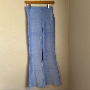 NWT, Aerie Women’s Groove-On Velour Ribbed High Waisted Flare Pant in Blue, S